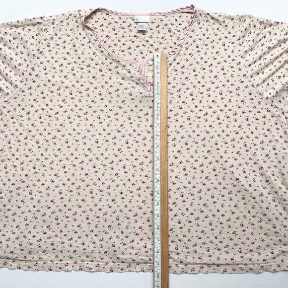 Vintage Ivory Baby Pink Floral Fairy Ditzy 100% Cotton Plus Size Top XXL 26/28 - Picture 6 of 8